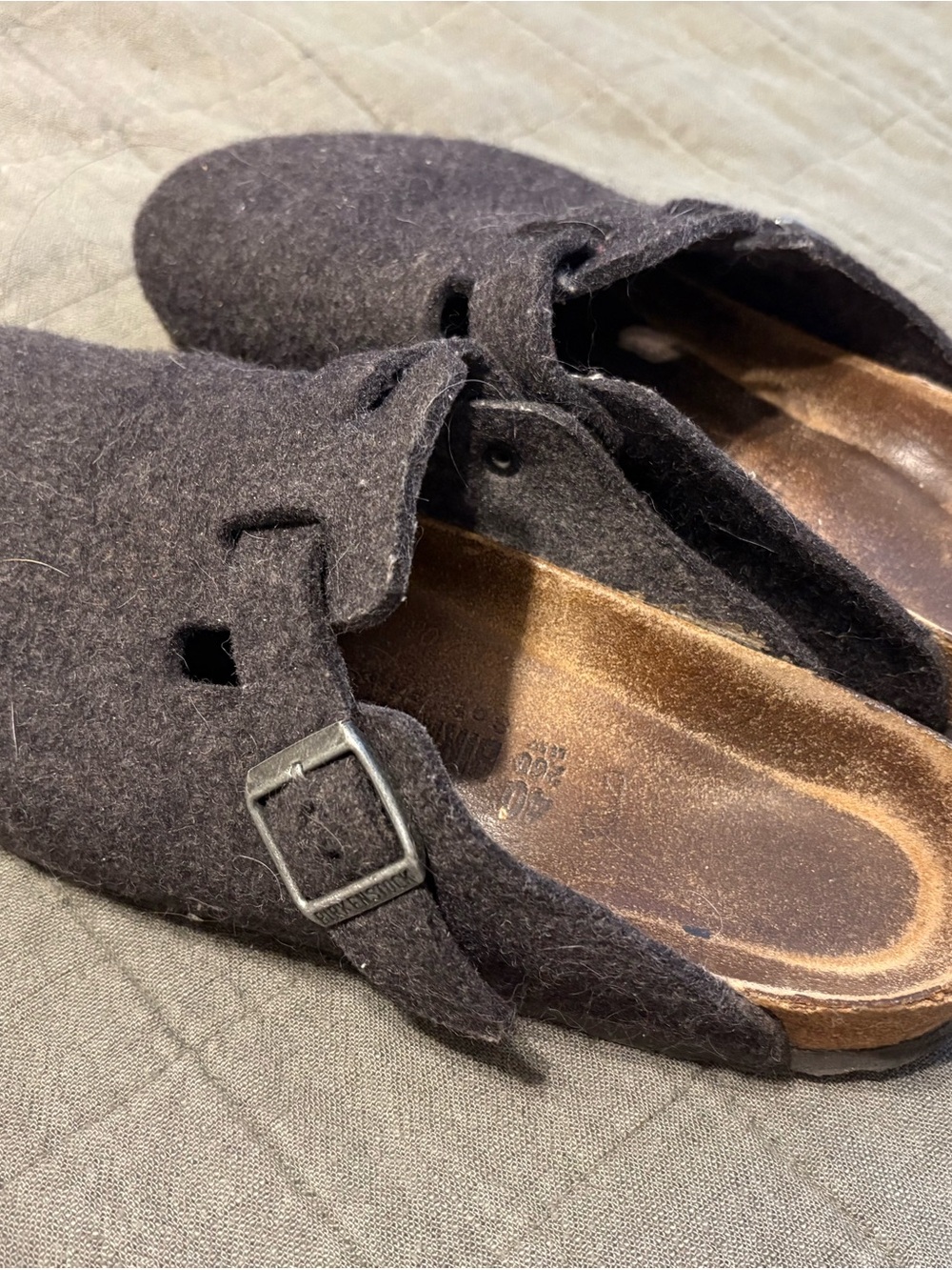 Birkenstock Women's Anthracite Felt Boston Clogs - Picture 2 of 8
